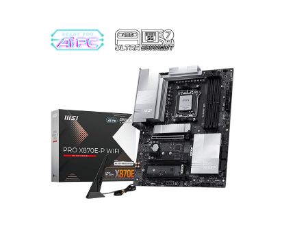 Picture of MSI PRO X870E-P WIFI, AM5, X870E, Ryzen 7000-9000, DDR5-8200+, PCIe5 x16, M.2 Gen5, WiFi7, BT5.4, 5G LAN, USB4, Audio7.1