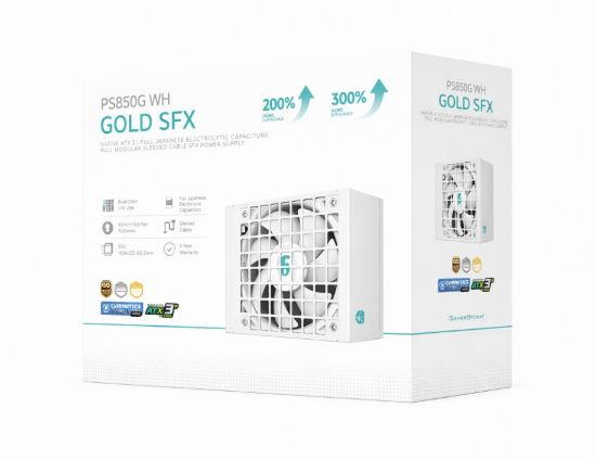 Picture of DeepCool PS850G WH 850W Gamer Storm SFX ,Full Japanese Electrolytic Capacitors, Cybenetics Platinum /PPLP Gold, Fluid Dynamic Bearing