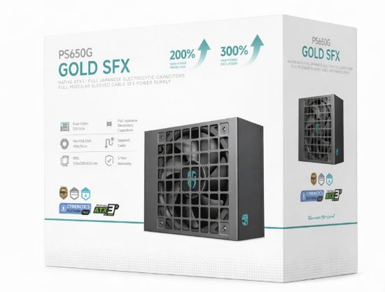 Picture of DeepCool PS650G 650W Gamer Storm SFX ,Full Japanese Electrolytic Capacitors, Cybenetics Platinum /PPLP Gold, Fluid Dynamic Bearing
