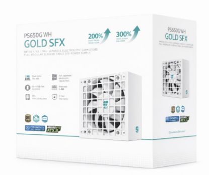 Picture of DeepCool PS650G WH 650W Gamer Storm SFX ,Full Japanese Electrolytic Capacitors, Cybenetics Platinum /PPLP Gold, Fluid Dynamic Bearing