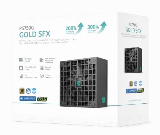 Picture of DeepCool PS750G 750W Gamer Storm SFX ,Full Japanese Electrolytic Capacitors, Cybenetics Platinum /PPLP Gold, Fluid Dynamic Bearing