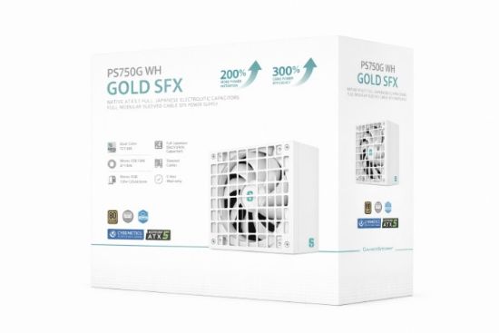 Picture of DeepCool PS750G WH 750W Gamer Storm SFX ,Full Japanese Electrolytic Capacitors, Cybenetics Platinum /PPLP Gold, Fluid Dynamic Bearing