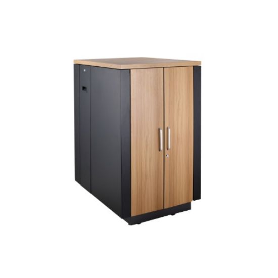 Picture of LDR Assembled Soundproof 18U Cabinets ( Black and Wood Color), 3 Pcs Low Noise Fans,2pcs Side Panels, Lockable And Removable Barrel Locking.