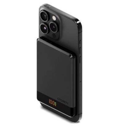 Picture of Cygnett MagSlim 5k Magnetic Wireless Power Bank - Black (CY5092PBCHE), MagSafe Compatible,Slim and Sleek, Modern Display, 2 Years Warranty