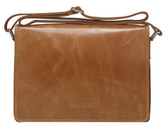 Picture of Marselisborg 14' Leather Messenger Business Laptop Bag Handcrafted Golden Tan Briefcase Durable Adjustable Shoulder Strap Fits 14' 13.3' 12' Notebook