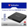 Picture of Verbatim External Slimline DVD / CD Writer, Burner, Reader, Player, Ultra Portable for Notebooks, Nero Software, USB Powered Black Mobile, Retail 2025