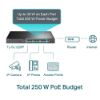 Picture of TP-Link TL-SL1226P 24-Port 10/100Mbps + 2-Port Gigabit Unmanaged PoE+ Switch , Up To 250W For all PoE Ports, Up To 30W Each PoE Port