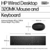 Picture of HP 320MK USB Wired Desktop Keyboard Mouse Combo Reduced-sized & Low-Profile Quiet Keys Easy Clean Plug&Play for Notebook Desktop PC