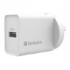 Picture of Verbatim USB Charger Single Port 2.4A - White Single Port Wall Charger Rohs, CE, Apple, Android, tablet, Handheld. OC, OV, SS, OT, Fire Resistant.