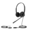 Picture of Yealink YHS34 Dual Wired Headset with QD to RJ Port, Noise-Canceling Headset, Binaural Ear, RJ9, QD Cord, Leather Ear Piece, Hearing Protection