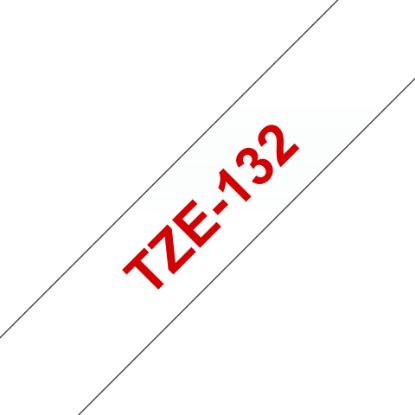 Picture of Brother TZE-132 12MM RED ON CLEAR TZE TAPE