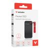 Picture of Verbatim 1TB Pocket SSD USB 3.2 Gen 2 1TB Black Red Convenient Keyring cable holder. Compact, Rugged. Ultra Lightweight Performance 58g Portable B