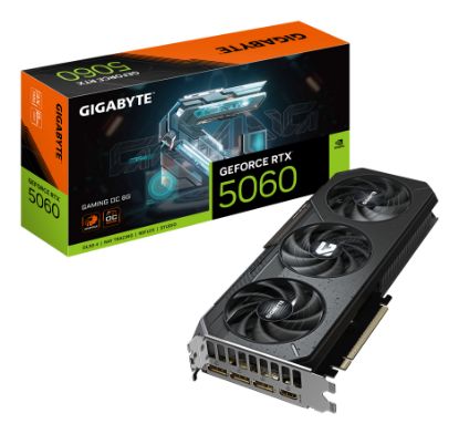 Picture of Gigabyte GeForce RTX™ 5060 GAMING OC 8G, 2595 MHz, CUDA 3840, 28 Gbps. GDDR7, 128 bit PCI-E 5.0, PSU 500W, DisplayPort 2.1b *3 HDMI 2.1b x1