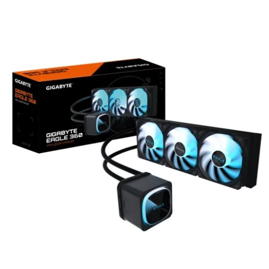 Picture of GIGABYTE EAGLE 360, Black, 360mm alu rad, 3x120mm ARGB fans, 600-2000RPM, Intel 1851/1700 AMD AM5/AM4, copper pump 3200RPM, 400mm tube length 27mm