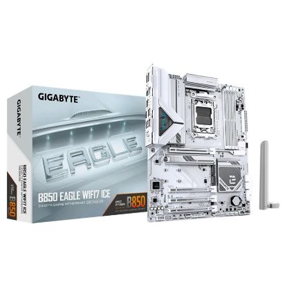 Picture of Gigabyte B850 EAGLE WF7 ICE, AMD AM5, 4 x DDR5 up to 256 GB,  1 x HDMI, 4 x PCI Express x16, 3 x M.2, 6 x USB 3.2, 2.5GbE LAN