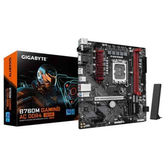 Picture of Gigabyte B760M GAMING AC DDR4 GEN5, Intel B760, LGA1700 12th–14th Gen, DDR4 64GB, PCIe 5.0 x16, Wi-Fi AC, 2.5GbE, M.2 PCIe 4.0