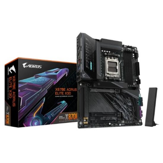 Picture of Gigabyte X870E AORUS ELITE X3D AM5 ATX, Ryzen 9000/8000/7000, 4×DDR5 256GB, PCIe 5.0 M.2, USB4, Wi-Fi 7, BT 5.4, 5GbE LAN, ALC1220, HDMI, Q-Flash Plus