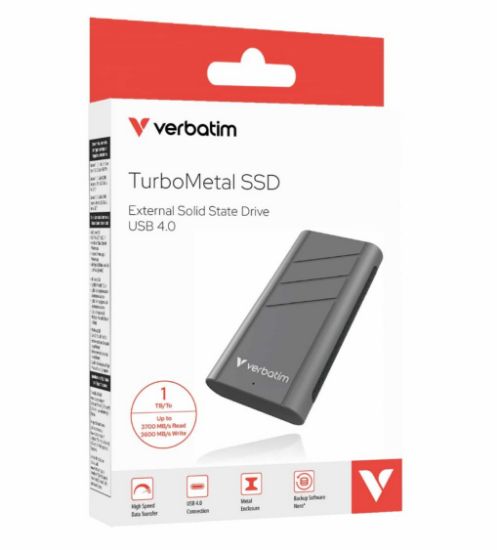 Picture of Verbatim TurboMetal SSD USB 4.0 1TB , High Speed Data transfer – up to 3700 MB/s read and 3600 MB/s write (LS)