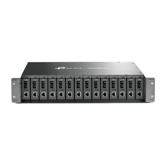 Picture of TP-Link MC1400 19' 2U Rackmount Chassis for 14-Slot Media Converters, Redundant Power Supply, Hot-Swappable, Mounted,Two Cooling Fans