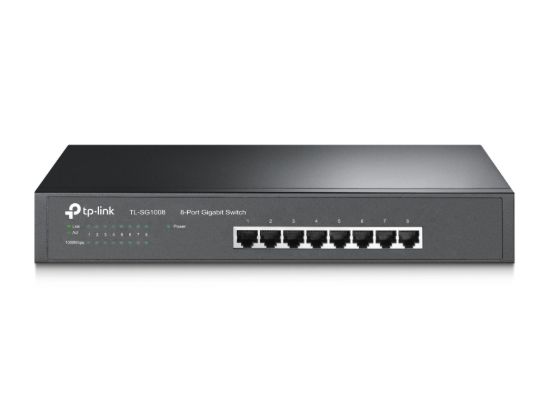 Picture of TP-Link TL-SG1008 8-Port Gigabit Unmanaged Switch 13' Desktop Rackmountable Steel Case Fanless Supports MAC address 802.1p/DSCP QoS