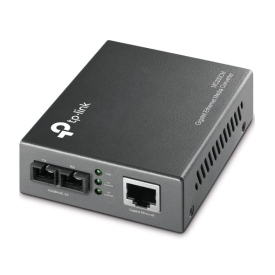 Picture of TP-Link MC200CM 1000Mbps RJ45 to 1000Mbps multi-mode SC fiber Converter, Full-duplex, up to 550m, switching power adapter, chassis TL-MC1400 rack-moun