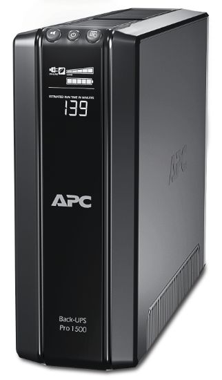 Picture of APC Back-UPS Pro 1500VA/865W Line Interactive UPS, Tower, 230V/10A Input, 10x IEC C13 Outlets, Lead Acid Battery, LCD, AVR