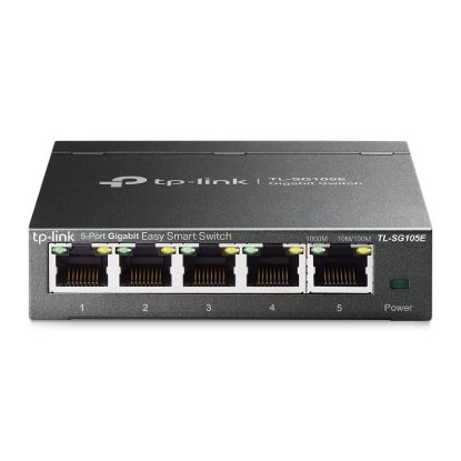 Picture of TP-Link TL-SG105E 5-Port Gigabit Desktop Easy Smart Switch, 5 10/100/1000Mbps RJ45 Ports, MTU/Port/Tag-based VLAN, QoS, IGMP Snooping