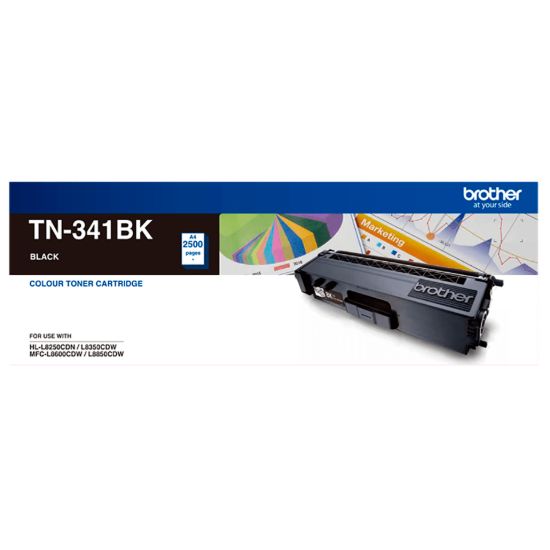 Picture of Brother TN-341BK Colour Laser-Standard Yield Black Toner to suit HL-L8250CDN/8350CDW MFC-L8600CDW/L8850CDW - 2500Pages