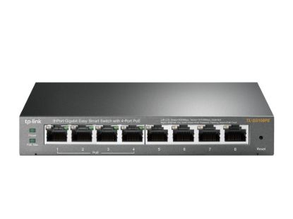 Picture of TP-Link TL-SG108PE 8-Port Gigabit Easy Smart Switch with 4-Port PoE, 55W IEEE 802.3af, Fanless, VLAN Features