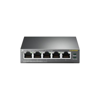 Picture of TP-Link TL-SG1005P 5-Port Gigabit Desktop Switch with 4-Port PoE, 5 Gigabit RJ45 ports including 4 PoE ports, 56W PoE Power supply, steel case