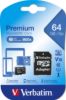 Picture of Verbatim 64GB Micro SDXC Card Class 10 UHS-I With Adaptor Up to 45MB/Sec 300X read speed