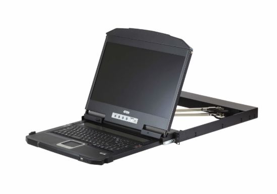 Picture of Aten Rackmount Dual Rail LCD Console VGA,HDMI,DVI & USB w/ 18.5' LCD Display, 1x Custom KVM Cable Included, 1920x1080@60hz Display, LED Illumination L