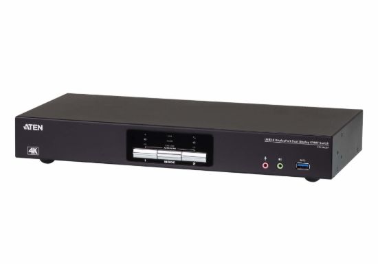 Picture of Aten Desktop KVMP Switch 2 Port Dual Display 4k DisplayPort w/ audio, Cables Included, 2x USB Port, Selection Via Front Panel