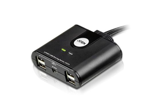 Picture of Aten Peripheral Switch 2x4 USB 2.0, 2x PC, 4x USB 2.0 Ports, Remote Port Selector, Plug and Play, Hot Pluggable