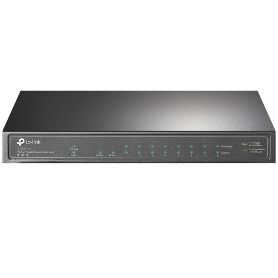 Picture of TP-Link TL-SG1210P 10-Port Gigabit Desktop Switch with 8-Port PoE+ IGMP Snooping 1 Gigabit SFP Slot, Fanless