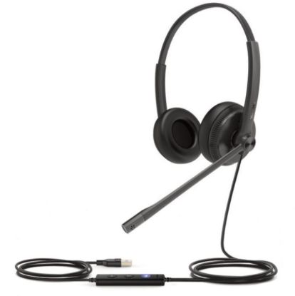 Picture of Yealink UH34 Dual Teams USB Headset, Lightweight, All Day Wearing Comfort, Ear Wideband Noise Cancelling Microphone, Leather Ear Cushions, USB-A