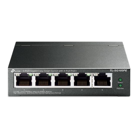 Picture of TP-Link TL-SG105PE 5-Port Gigabit Easy Smart Switch with 4-Port PoE+, Up To 65W For all PoE Ports, Up To 30W Each PoE Port