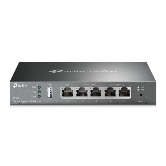 Picture of TP-Link TL-ER605 (TL-R605) SafeStream Gigabit Multi-WAN VPN Router PPPoE 1 WAN 3 Changeable WAN/LAN Ports 10BASE-T, Centralised Cloud, Omada