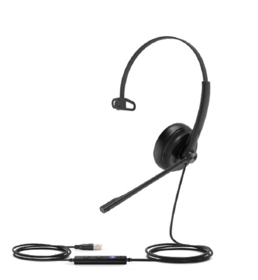 Picture of Yealink UH34 Mono Teams USB Headset, Lightweight, All Day Wearing Comfort, Ear Wideband Noise Cancelling Microphone, Leather Ear Cushions, USB-A