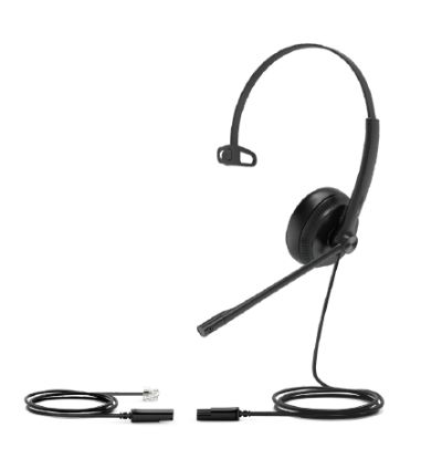 Picture of Yealink YHS34 Mono Wired Headset with QD to RJ Port, Wideband Noise-Canceling Headset, Monaural Ear, RJ9, QD Cord, Leather Ear Piece, Hearing Protecti