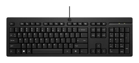 Picture of HP 125 Wired Keyboard - Compatible with Windows 10, Desktop PC, Laptop, Notebook USB Plug and Play Connectivity, Easy Cleaning 1YR WTY