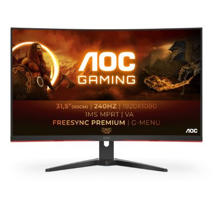 Picture of AOC 31.5' Curved 0.5ms 240Hz, FHD 1080 FreeSync Premium, Ultra Narrow Border Gamer's Choice - DP x 1, HDMI x 2. VESA100mm Low Blue monitor