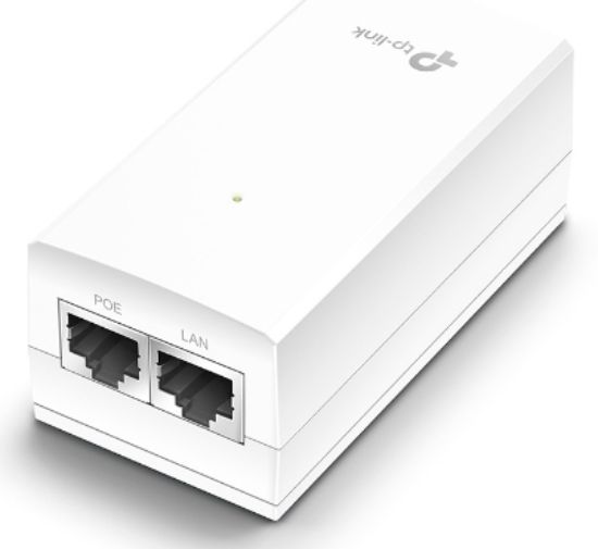 Picture of TP-Link POE2412G Omada 24V Passive PoE Injector Adapter, 1× Gigabit PoE Port, 1× Gigabit Non-PoE Port, Data and Power Carried over The Same Cable, 24V
