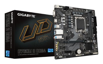 Picture of Gigabyte B760M H DDR4 Intel LGA 1700 m-ATX Motherboard, 2x DDR4 ~64GB, 1x PCI-E x16, 2x M.2, 4x SATA, 3x USB 3.2, 2x USB 2.0,