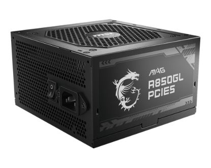 Picture of MSI MAG A850GL PCIE5 850W Up to 90% (80 Plus Gold) ATX Power Supply Unit, PFC, 100~240 VAC, 850W, 47-63Hz, PCI-E, SATA, FDD
