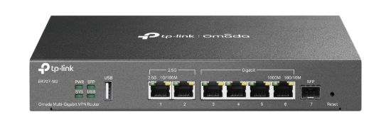 Picture of TP-Link ER707-M2 Omada Multi-Gigabit VPN Router Omada, 2x 2.5Gbps RJ45, 5x Gigabit (1xSFP + 4x RJ45), Load Balance, 1x USB, High Security VPN