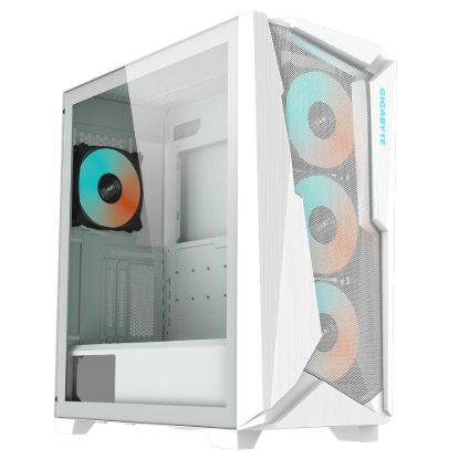 Picture of Gigabyte C301 RGB Tempered Glass E-ATX White Mid Tower Gaming Chassis  2x3.5' 2x2.5' 2xUSB3.0 Detachable Dust Filter Liquid Cooling PSU Standard ATX