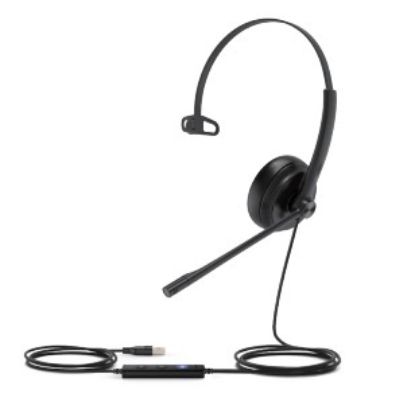 Picture of Yealink UH34 Special Edition Mono UC USB Headset, USB-C  3.5mm, Audio Clarity, Noise Cancelling Microphone, Leather Ear Cushions, YHC20 Controller