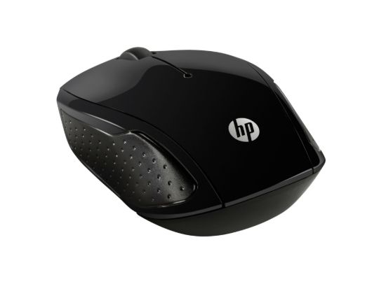 Picture of HP 200 Wireless Mouse Radio Frequency USB Optical 3 Button 1000 dpi 2xAAA Up to 12M Battery life Scroll Wheel Symmetrica Available USB port Black Mice
