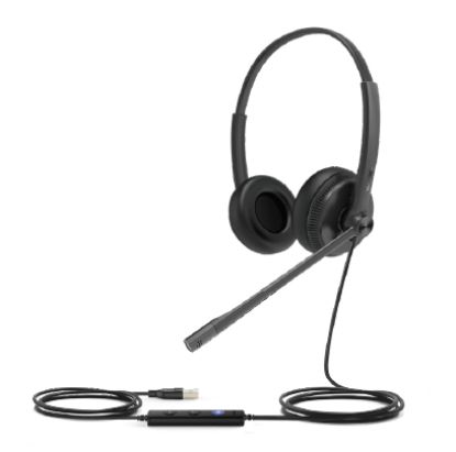 Picture of Yealink UH34 Dual UC USB Headset, Lightweight, All Day Wearing Comfort, Ear Wideband Noise Cancelling Microphone, Leather Ear Cushions, USB-A